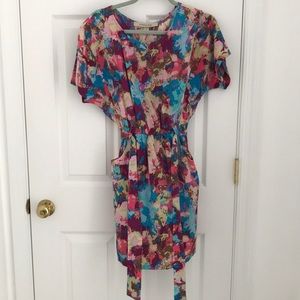 Presley skye dress 100% silk belted waist pockets